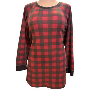 Torrid 0 (size 12) Cozy Fleece Red/Black Buffalo Plaid Tunic Long Sweatshirt Top